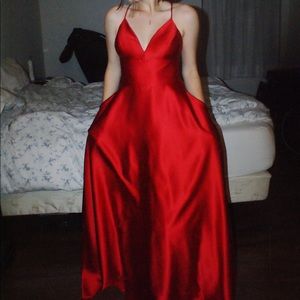 red ball dress